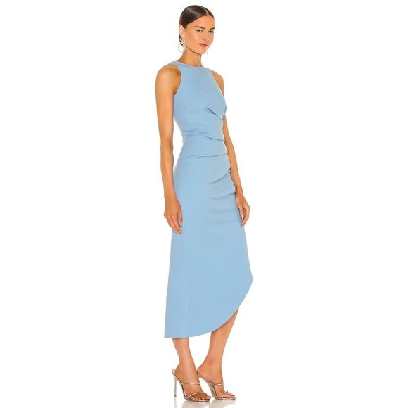 MISHA X REVOLVE Ida Dress in Powder Blue 2 New Womens Sheath Midi Cocktail - Picture 2 of 11